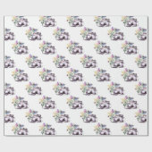 Boho Paarse Blauwe Bloemen Camera Cadeaupapier (Vlak)