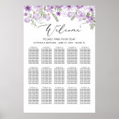 Boho Paarse Bloem 15 Tafels Bruiloft Zitkaarten Poster (Voorkant)