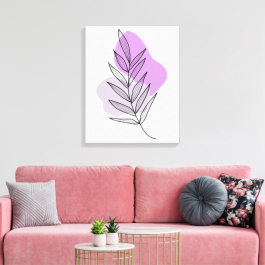 Boho paarse bloem canvas afdruk (Insitu (Woonkamer))