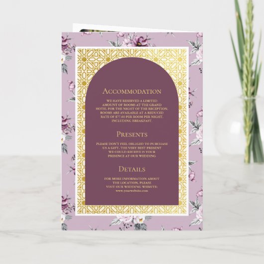 Boho Paarse Bloemen Alles in een Gouden Indiase br (Achterkant)