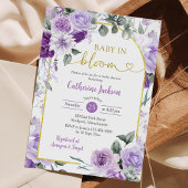 Boho Paarse Bloemen Baby in Bloom Baby shower Kaart