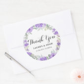 Boho Paarse Bloemen Dank u Huwelijksgunst Ronde Sticker (Envelop)