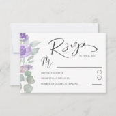 Boho Paarse Bloemen Eucalyptus Huwelijk RSVP (Voorkant)