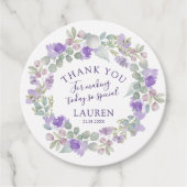 Boho Paarse Bloemen Favor Bedankjes Labels (Voorkant)