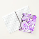 Boho paarse bloemen florale waterverf patroon notitieboek (Binnen)