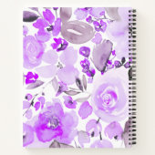 Boho paarse bloemen florale waterverf patroon notitieboek (Achterkant)