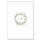 Boho paarse bloemen groen bruiloft tafel nummers kaart (Achterkant)