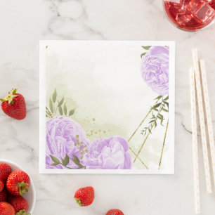Boho paarse bloemen groene bladeren botanisch papi servet