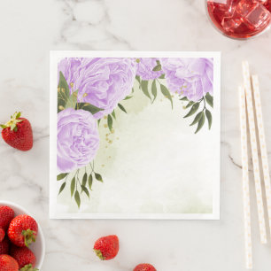 Boho paarse bloemen groene bladeren botanisch  servet