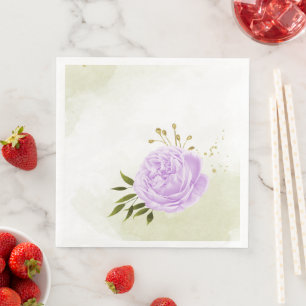 Boho paarse bloemen groene bladeren botanisch  servet