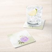 Boho paarse bloemen groene bladeren botanische kartonnen onderzetters (Insitu)