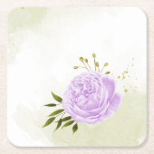 Boho paarse bloemen groene bladeren botanische kartonnen onderzetters (Voorkant)