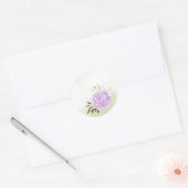 Boho paarse bloemen groene bladeren botanische ronde sticker (Envelop)