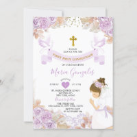 Boho Paarse Bloemen Meisje Eerste Heilige Communie
