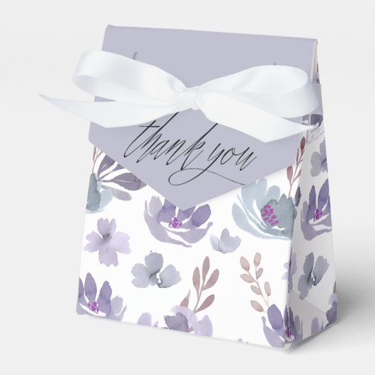 Boho Paarse Bloemen Waterverf Bruiloft Bedankdoosjes (Voorkant Zijde)