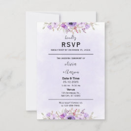 Boho Paarse Bloemen Wedding RSVP Kaarten