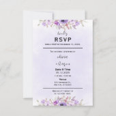 Boho Paarse Bloemen Wedding RSVP Kaarten Kaartje (Voorkant)