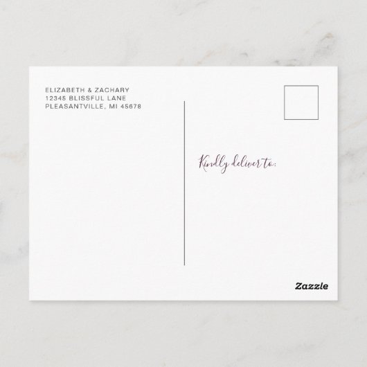 Boho Paarse Bloemen Wreath Blank Save the Date Briefkaart (Achterkant)