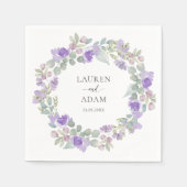 Boho Paarse Bloemenkrans Bruiloft Servet (Voorkant)