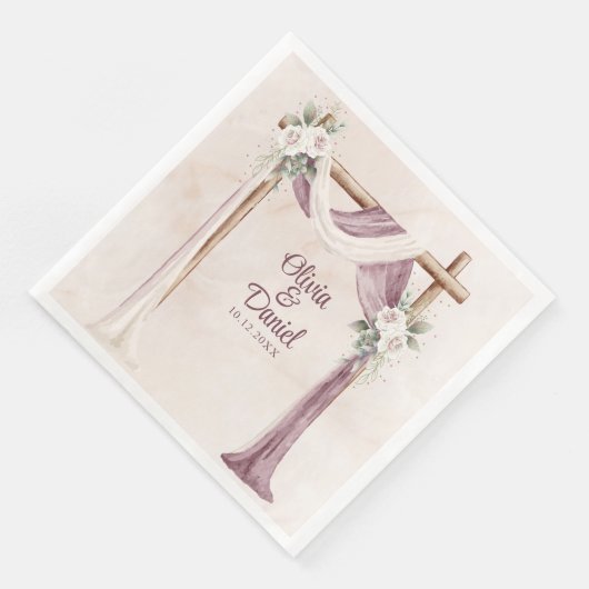 Boho Paarse bloemenluifel bruiloft Servet (Hoek)