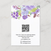 Boho paarse bloemensieraden logo oorbel ketting visitekaartje (Achterkant)