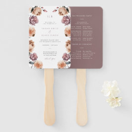 Boho Paarse bloementuin huwelijksprogramma Handwaaier