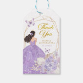 Boho Paarse Bloemenvlinder Princesa Quinceañera Cadeaulabel (Voorkant)