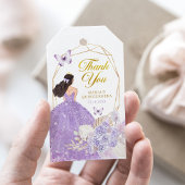 Boho Paarse Bloemenvlinder Princesa Quinceañera Cadeaulabel
