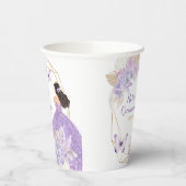 Boho Paarse Bloemenvlinder Princesa Quinceañera Papieren Bekers (Links)