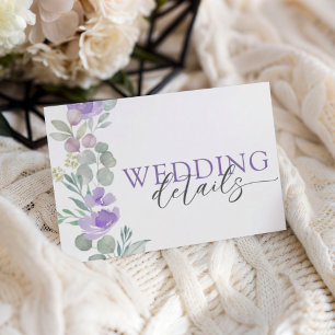 Boho Paarse Bloemige Waterverf Bruiloft RSVP Kaartje