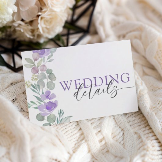 Boho Paarse Bloemige Waterverf Bruiloft RSVP Kaartje