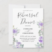 Boho Paarse Bloemrijke Oefenavond Dinner Kaart (Voorkant)
