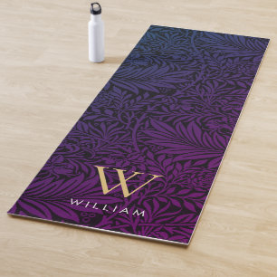 Boho Paarse Botanische Gouden Monogram Naam Yogamat