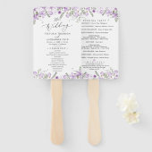 Boho Paarse bruiloft programma Hand Fan Handwaaier (Voorkant en achterkant)