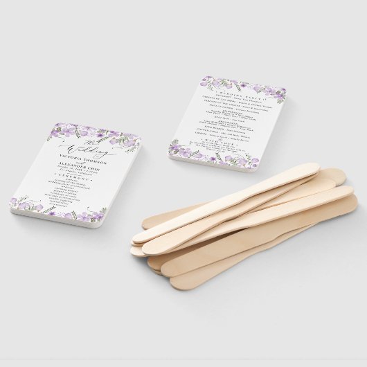 Boho Paarse bruiloft programma Hand Fan Handwaaier (Niet-gemonteerd)