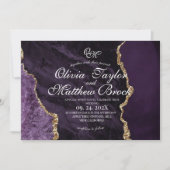 Boho Paarse bruiloft Scrip Agaat Violet en Goud Kaart (Voorkant)