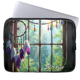 Boho Paarse Droomvanger in Raam Gepersonaliseerd Laptop Sleeve