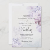 Boho paarse dusty blue dusty roos florale bruiloft kaart (Voorkant)