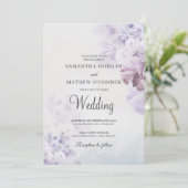 Boho paarse dusty blue dusty roos florale bruiloft kaart (Staand voorkant)