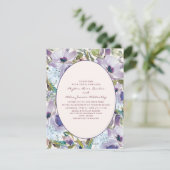 Boho Paarse Dusty Blue Waterverf Floral Wedding Kaart (Staand voorkant)