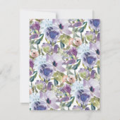 Boho Paarse Dusty Blue Waterverf Floral Wedding Kaart (Achterkant)