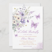 Boho Paarse Een Kleine Vlinder Meisje Baby shower Kaart (Voorkant)