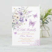 Boho Paarse Een Kleine Vlinder Meisje Baby shower Kaart (Staand voorkant)