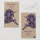 Boho Paarse Eenhoorn Visitekaartje (Voorkant / Achterkant)