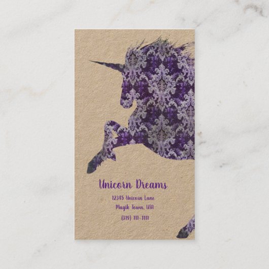  Boho Paarse Eenhoorn Visitekaartje (Achterkant)