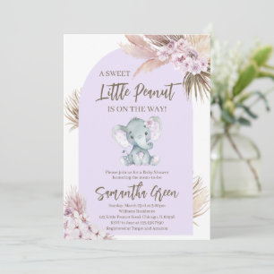 Boho Paarse Elephant Baby shower Invitation Kaart