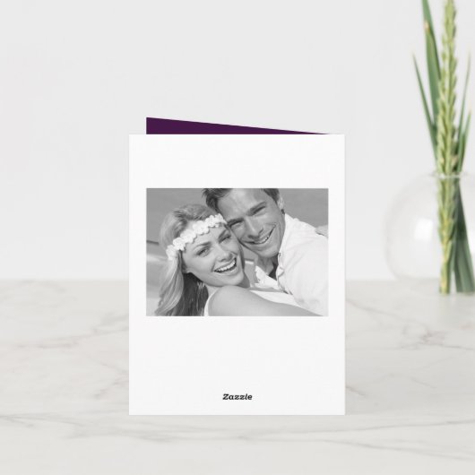 Boho Paarse etnische spiralen Elegante bruiloft fo Bedankkaart (Achterkant)