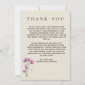 Boho Paarse Floral en Antiek papieren bruiloft Bedankkaart (Voorkant)