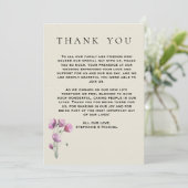 Boho Paarse Floral en Antiek papieren bruiloft Bedankkaart (Staand voorkant)