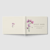 Boho Paarse Floral en Beige Wedding Gastenboek (Volledig)